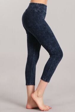 Chatoyant Mineral Wash Crop Leggings Electric Blue Large